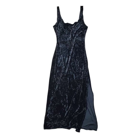 Vintage 80s Victoria's Secret Black Velvet Sexy Night Dress - Small - Picture 1 of 7